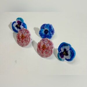 Lot 5 DecoPac Plastic Flower Cake Cupcake Topper Rings Party Spring Pansy Floral